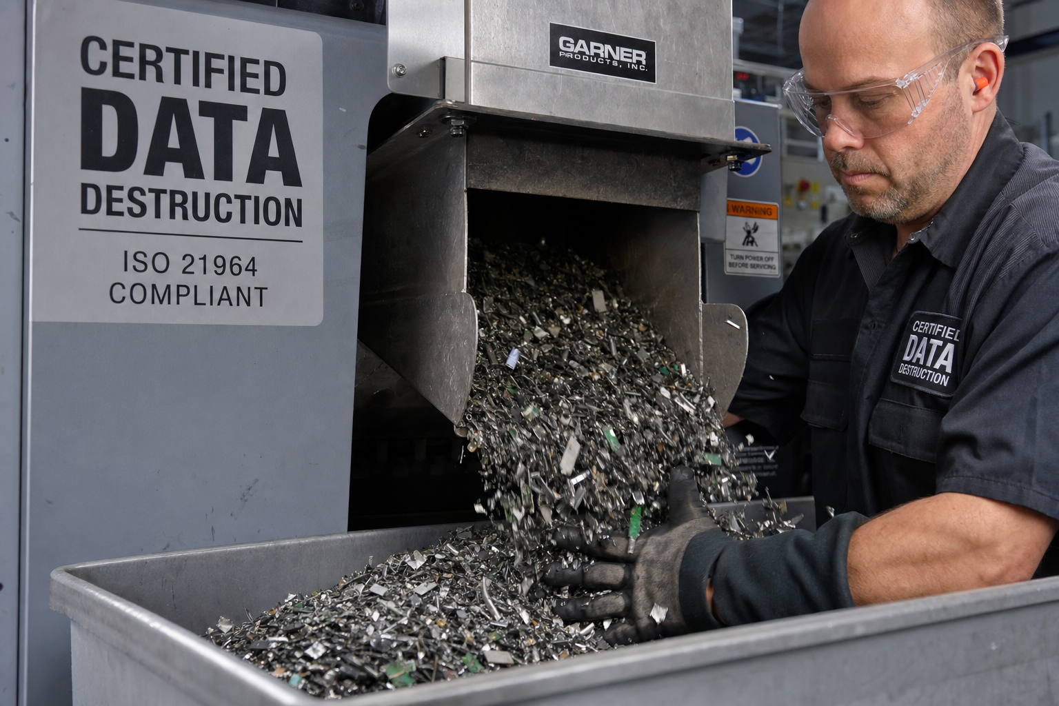 Certified data destruction shredding hard drives